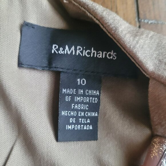 R&M Richards Tiered Ruffle Cocktail Dress With Embellished Bodice Brown Size 10 - Picture 4 of 6